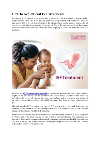 How To Get low-cost IVF Treatment?