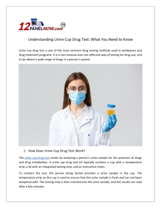 Understanding Urine Cup Drug Test_ What You Need to Know