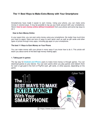 11 Best Ways To Make Extra Money With Your Smartphone