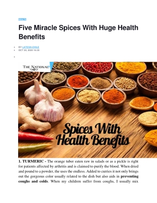 Five Miracle Spices With Huge Health Benefits