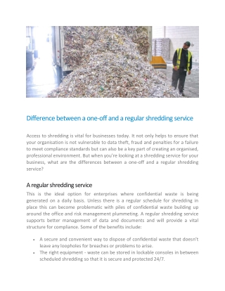 Difference between a one-off and a regular shredding service - Shred-on-Site