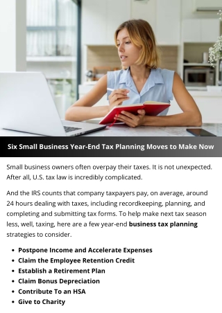 Six Small Business Year-End Tax Planning Moves to Make Now