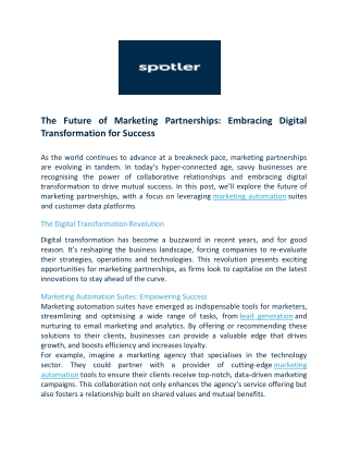 The Future of Marketing Partnerships Embracing Digital Transformation for Success - Email Marketing Automation Software