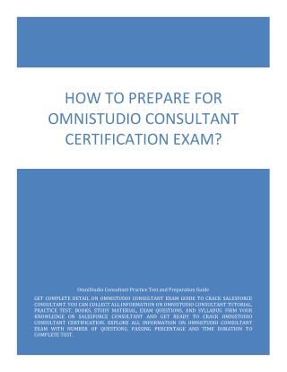 How to Prepare for OmniStudio Consultant Certification Exam?