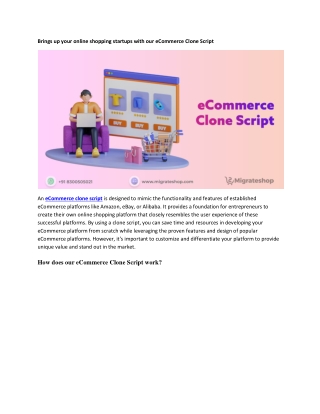 Brings up your online shopping startups with our eCommerce Clone Script