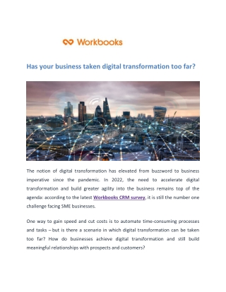 Has your business taken digital transformation too far? - Workbooks