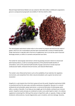 Natural Grape Seed Extract Market size was valued at USD 120