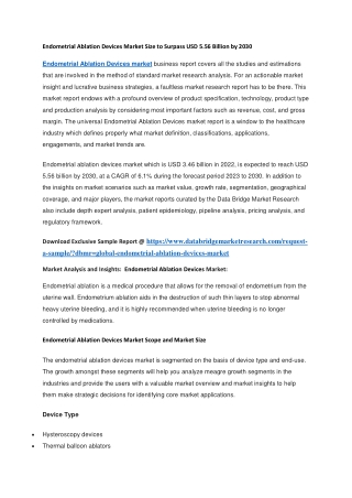 Endometrial Ablation Devices Market Size to Surpass USD 5.56 Billion by 2030