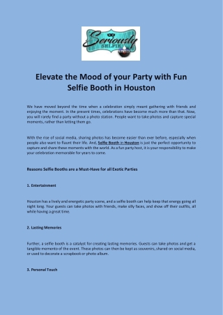 Elevate the Mood of your Party with Fun Selfie Booth in Houston
