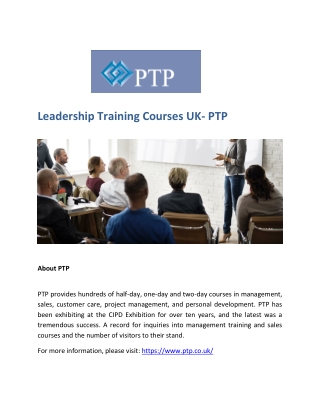 Leadership Training Courses UK- PTP