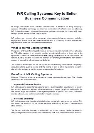 IVR Calling Systems_ The Key to Better Business Communication and Collaboration