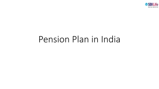 Pension Plan in India