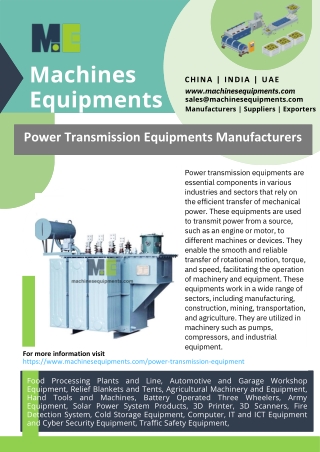 Power Transmission Equipments Manufacturers