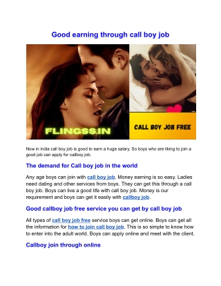 Good earning through call boy job