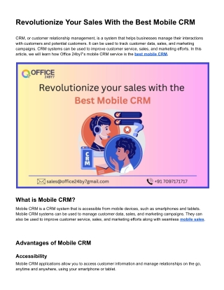 Revolutionize Your Sales With the Best Mobile CRM