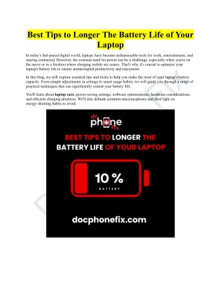 Best Tips to Longer The Battery life of your Laptop