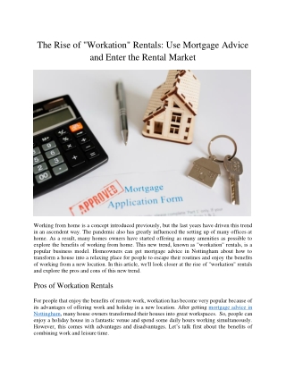 The Rise of Workation Rentals Use Mortgage Advice and Enter the Rental Market