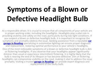 Symptoms of a Blown or Defective Headlight Bulb