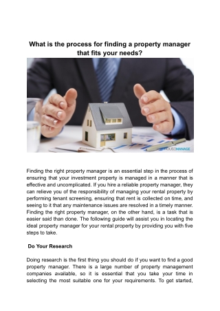 What is the process for finding a property manager that fits your needs?