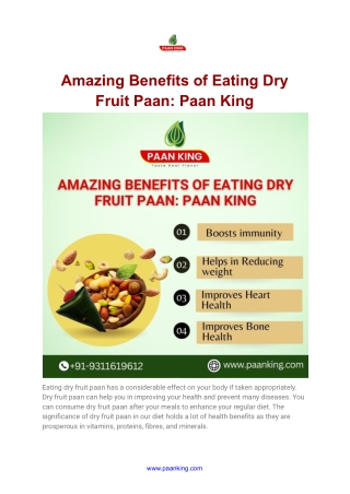 Amazing Benefits of Eating Dry Fruit Paan Paan King