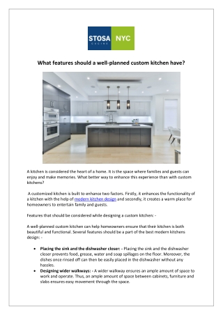 Stosa Cucine New York - What features should a well-planned custom kitchen have?