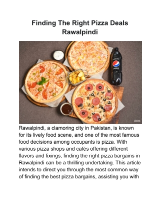 Finding The Right Pizza Deals Rawalpindi