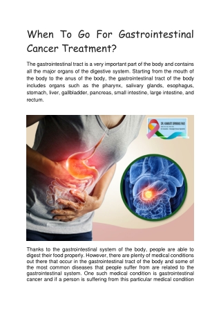 When To Go For Gastrointestinal Cancer Treatment