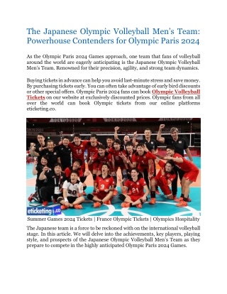 The Japanese Olympic Volleyball Men's Team Powerhouse Contenders for Olympic Paris 2024