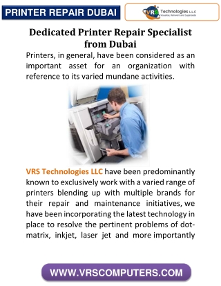 Dedicated Printer Repair Specialist from Dubai
