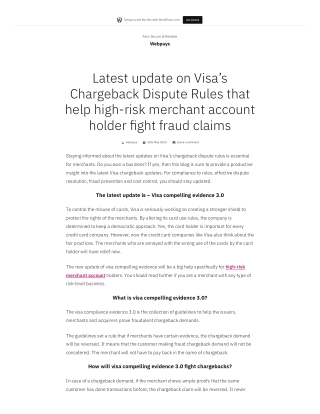 Latest update on Visa’s Chargeback Dispute Rules that help high-risk merchant ac