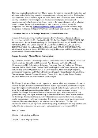 Europe Respiratory Masks Market