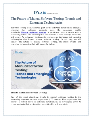 The Future of Manual Software Testing Trends and Emerging Technologies