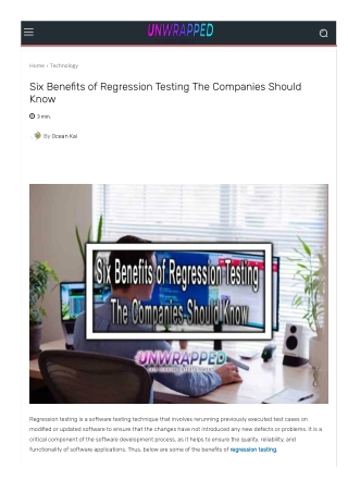 Six Benefits of Regression Testing The Companies Should Know
