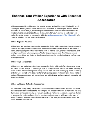 Enhance Your Walker Experience with Essential Accessories