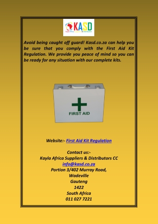 First Aid Kit Regulation  Kasd.co.za