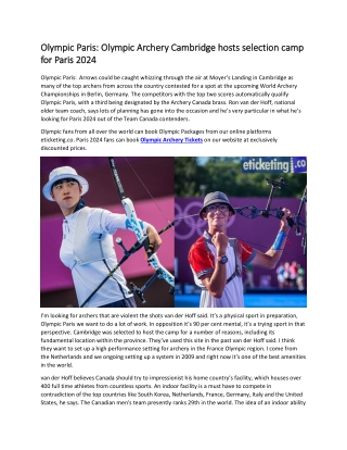 Olympic Paris Olympic Archery Cambridge hosts selection camp for Paris 2024