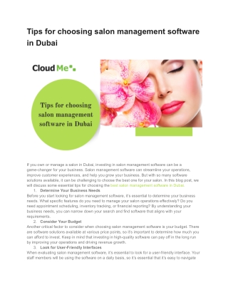 Tips for choosing salon management software in Dubai