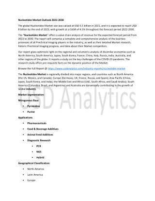 Nucleotides Market Research Study 2023