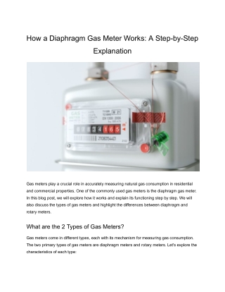 How a Diaphragm Gas Meter Works