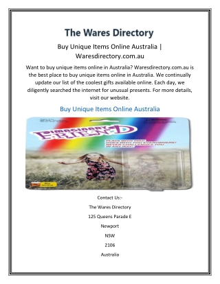 Buy Unique Items Online Australia  Waresdirectory.com