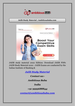 Jaiib Study Material | Ambitiousbaba.com