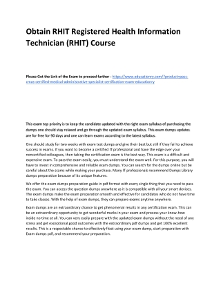 RHIT Registered Health Information Technician (RHIT)