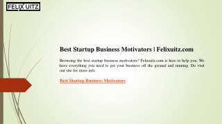 Best Startup Business Motivators  Felixuitz.com