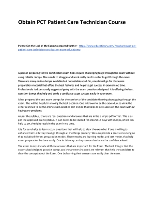 PCT Patient Care Technician