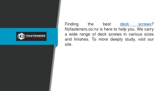 Deck Screws Nzfasteners.co.nz