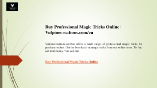 Buy Professional Magic Tricks Online  Vulpinecreations.com eu