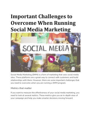 Important Challenges to Overcome When Running Social Media Marketing