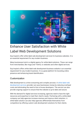 Enhance User Satisfaction with White Label Web Development Solutions