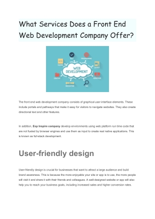 What Services Does a Front End Web Development Company Offer