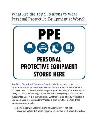 What Are the Top 5 Reasons to Wear Personal Protective Equipment at Work